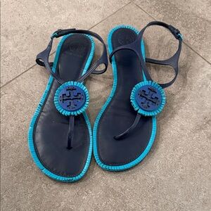 Tory Burch Dark Blue and Teal Sandals